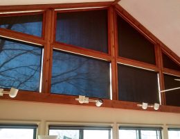 Removable Solar Inserts and roll-up Solar Shades in these windows allow light without the glare. Best Solar Control Patented removable solar inserts and shades